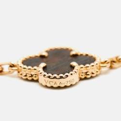 Van Cleef & Arpels Vintage Alhambra Limited Edition LetterWood 18k Rose Gold 5 Motif Station Bracelet
