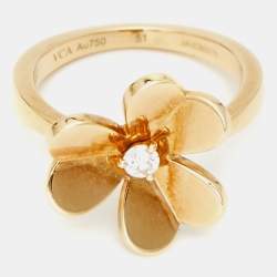  Van Cleef & Arpels Frivole 1 Flower Diamond 18K Yellow Gold Small Model Ring Size 51
