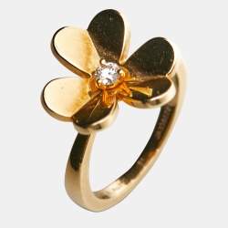  Van Cleef & Arpels Frivole 1 Flower Diamond 18K Yellow Gold Small Model Ring Size 51