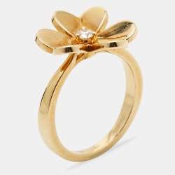  Van Cleef & Arpels Frivole 1 Flower Diamond 18K Yellow Gold Small Model Ring Size 51