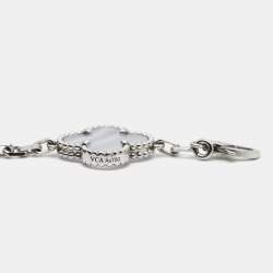 Van Cleef & Arpels Vintage Alhambra Chalcedony 18K White Gold 5 Motif Station Bracelet