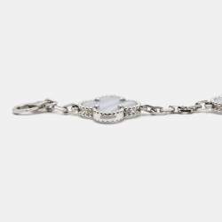 Van Cleef & Arpels Vintage Alhambra Chalcedony 18K White Gold 5 Motif Station Bracelet