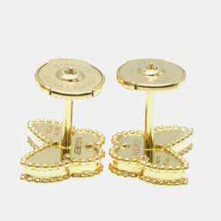 Van Cleef & Arpels 18K Yellow Gold, Mother of Pearl Butterfly Sweet Alhambra Studs Earrings