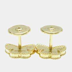 Van Cleef & Arpels 18K Yellow Gold, Mother of Pearl Butterfly Sweet Alhambra Studs Earrings