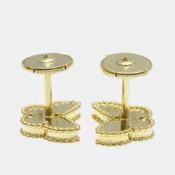 Van Cleef & Arpels 18K Yellow Gold, Mother of Pearl Butterfly Sweet Alhambra Studs Earrings