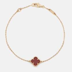 Pre Owned Van Cleef & Arpels Sweet Alhambra Carnelian 18k Rose Gold Bracelet