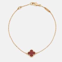 Pre Owned Van Cleef & Arpels Sweet Alhambra Carnelian 18k Rose Gold Bracelet