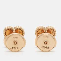 Pre Owned Van Cleef & Arpels Sweet Alhambra Carnelian 18k Rose Gold  Earrings