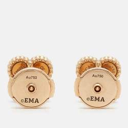 Pre Owned Van Cleef & Arpels Sweet Alhambra Carnelian 18k Rose Gold  Earrings