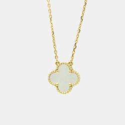 Pre Owned Van Cleef & Arpels 18K Yellow Gold Vintage Alhambra Pendant Necklace