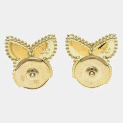 Van Cleef & Arpels 18K Yellow Gold, Mother of Pearl Sweet Alhambra Papillon Stud Earrings