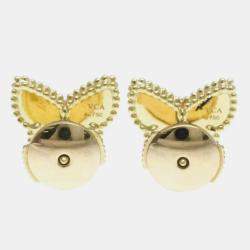 Van Cleef & Arpels 18K Yellow Gold, Mother of Pearl Sweet Alhambra Papillon Stud Earrings