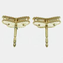 Van Cleef & Arpels 18K Yellow Gold, Mother of Pearl Sweet Alhambra Papillon Stud Earrings