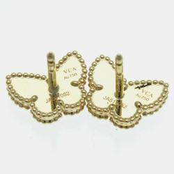 Van Cleef & Arpels 18K Yellow Gold, Mother of Pearl Sweet Alhambra Papillon Stud Earrings