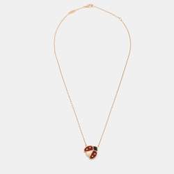 مملوكة مسبقًا Van Cleef & Arpels Lucky Spring Open Wings Ladybug Carnelian Onyx 18k Rose Gold Necklace