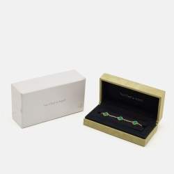 مملوكة مسبقًا Van Cleef & Arpels Vintage Alhambra Malachite 5 Motif 18k Yellow Gold Bracelet