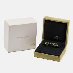 Pre Owned Van Cleef & Arpels Magic Alhambra Malachite 18k Yellow Gold Earrings