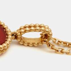 Pre Owned Van Cleef & Arpels Magic Alhambra Carnelian 18k Yellow Gold Long Pendant Necklace