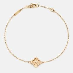 Pre Owned Van Cleef & Arpels Sweet Alhambra Hammered 18k Rose Gold Bracelet