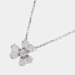 Van Cleef & Arpels 18K White Gold Frivole Pendant Mini Model Size Mini 