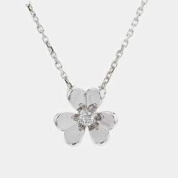 Van Cleef & Arpels 18K White Gold Frivole Pendant Mini Model Size Mini 