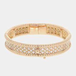 Van Cleef & Arpels 18K Pink Gold 3 Rows Small Model Perlee Diamond Bracelet