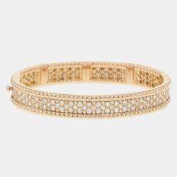 Van Cleef & Arpels 18K Pink Gold 3 Rows Small Model Perlee Diamond Bracelet