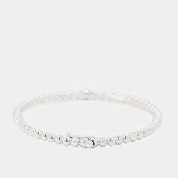 Van Cleef & Arpels 18K White Gold Perlee Gold Pearl Bracelet Medium  