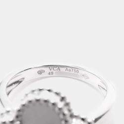 Van Cleef & Arpels 18K White Gold Vintage Alhambra Ring EU 49 