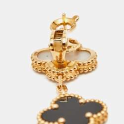 مملوكة مسبقًا Van Cleef & Arpels Magic Alhambra Mother of Pearl Onyx 18k Yellow Gold Earrings