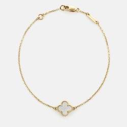 Pre Owned Van Cleef & Arpels Sweet Alhambra  Mother of Pearl Yellow Gold Bracelet