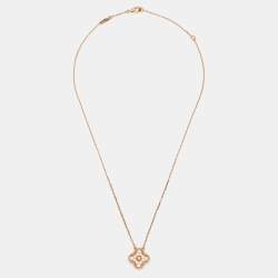 مملوكة مسبقًا Van Cleef & Arpels Vintage Alhambra Diamond 18K Rose Gold Pendant Necklace