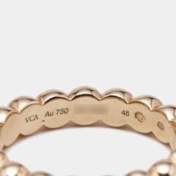 Pre Owned Van Cleef & Arpels Perlée 18k Rose Gold Large Model Ring Size 48