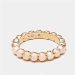 Pre Owned Van Cleef & Arpels Perlée 18k Rose Gold Large Model Ring Size 48