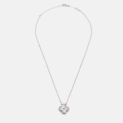 Pre Owned Van Cleef & Arpels Vintage Alhambra Gulloiche 18k White Gold Necklaces