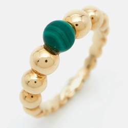 Pre Owned Van Cleef & Arpels Perlée Couleurs Variation Malachite 18k Yellow Gold Ring Size 52