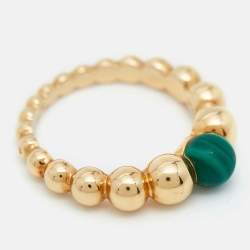 Pre Owned Van Cleef & Arpels Perlée Couleurs Variation Malachite 18k Yellow Gold Ring Size 52