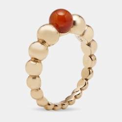 Pre Owned Van Cleef & Arpel Perlee Variation Couleurs Carnelian 18k Rose Gold Ring Size 51