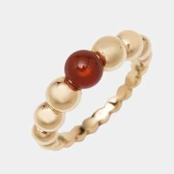 Pre Owned Van Cleef & Arpel Perlee Variation Couleurs Carnelian 18k Rose Gold Ring Size 51