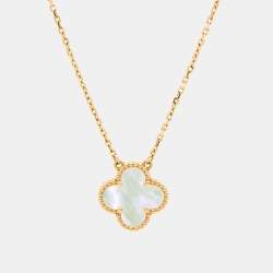 مملوكة مسبقًا Van Cleef & Arpels Vintage Alhambra Mother of Pearl 18k Yellow Gold Necklace