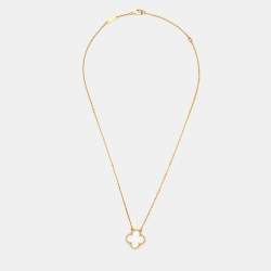 مملوكة مسبقًا Van Cleef & Arpels Vintage Alhambra Mother of Pearl 18k Yellow Gold Necklace