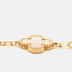 مملوكة مسبقًا Van Cleef & Arpels Vintage Alhambra Mother of Pearl 18k Yellow Gold 5 Motif Station Bracelet