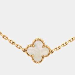مملوكة مسبقًا Van Cleef & Arpels Vintage Alhambra Mother of Pearl 18k Yellow Gold 5 Motif Station Bracelet