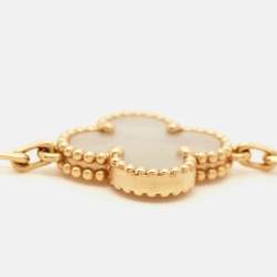 مملوكة مسبقًا Van Cleef & Arpels Vintage Alhambra Mother of Pearl 18k Yellow Gold 5 Motif Station Bracelet