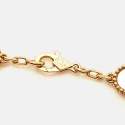 مملوكة مسبقًا Van Cleef & Arpels Vintage Alhambra Mother of Pearl 18k Yellow Gold 5 Motif Station Bracelet