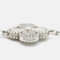 Pre Owned Van Cleef & Arpels Vintage Alhambra Guilloché 18k White 5 Motif Station Bracelet