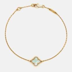 Pre Owned Van Cleef & Arpels Sweet Alhambra Mother of Pearl 18k Yellow Gold Bracelet