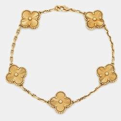 Van Cleef & Arpels Vintage Alhambra Gulloiche 18k Yellow Gold 5 Motif Bracelet