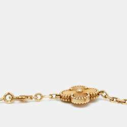 Van Cleef & Arpels Vintage Alhambra Gulloiche 18k Yellow Gold 5 Motif Bracelet