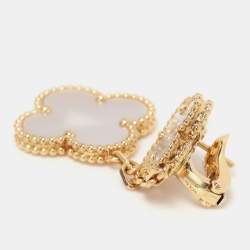 Pre Owned Van Cleef & Arpels Magic Alhambra Mother of Pearl 18K Yellow Gold 2 Motifs Earrings